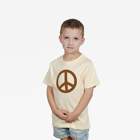 Kids Peace Tee - Brown on Ecru