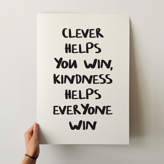 Kindness Wins: Hand-Lettered Inspirational Poster in Your Choice of Size