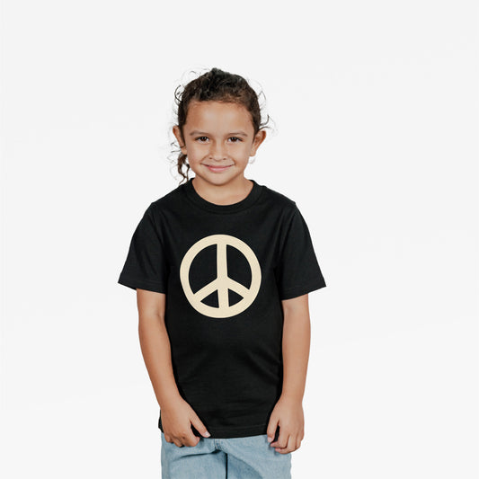 Kids Peace Tee - Cream on Black