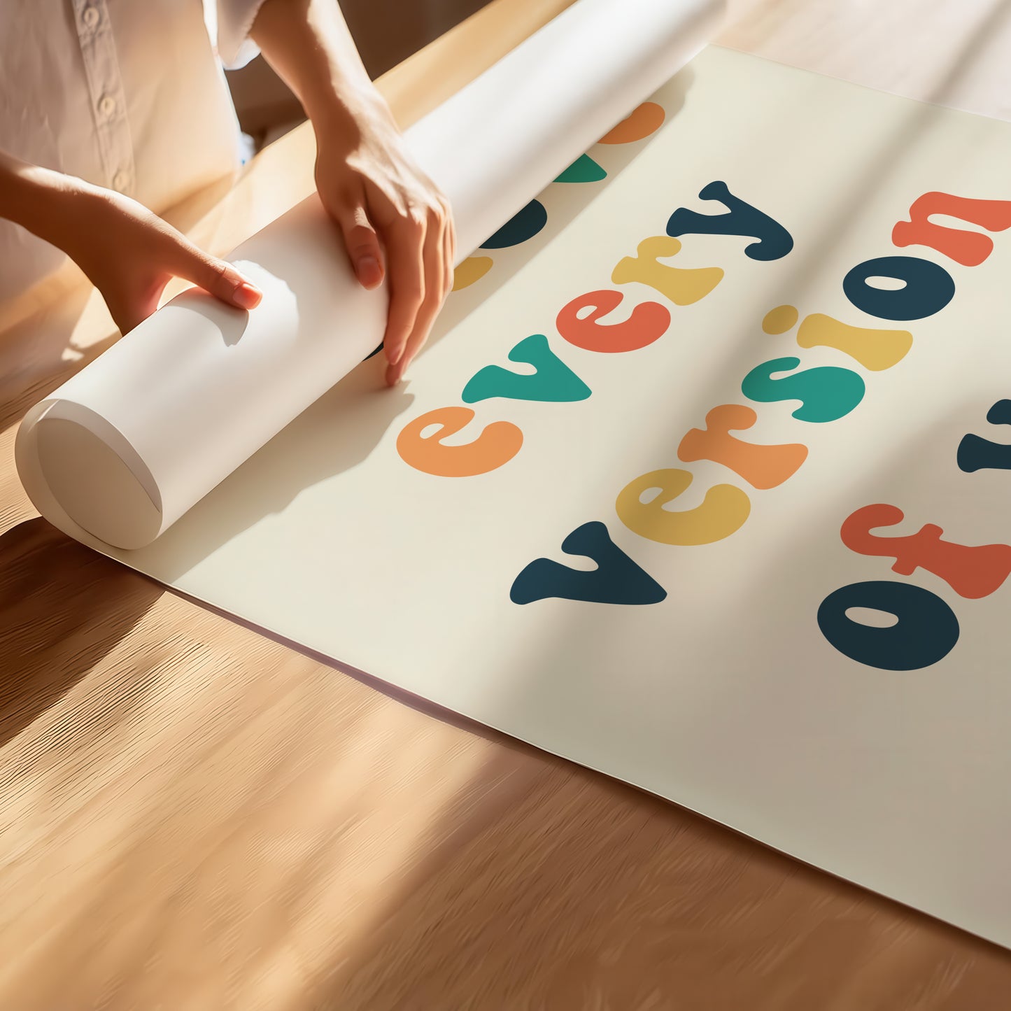 We Love Every Version of You - Colourful Groovy Poster for nursery