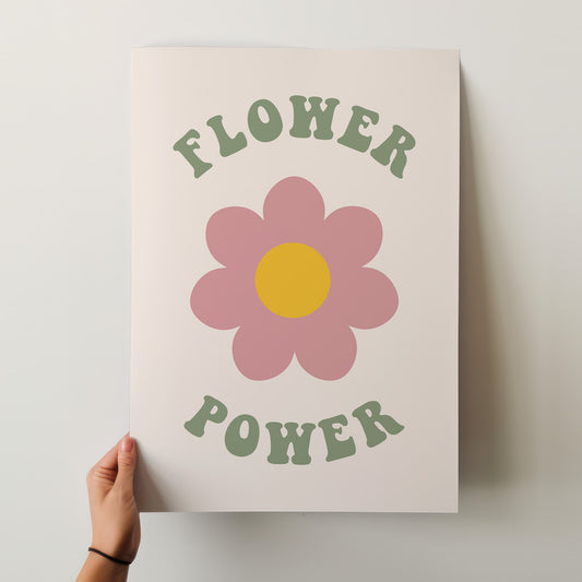 Flower Power Retro Daisy Poster – Good Vibes Only Art Print for a Touch of Groovy Charm