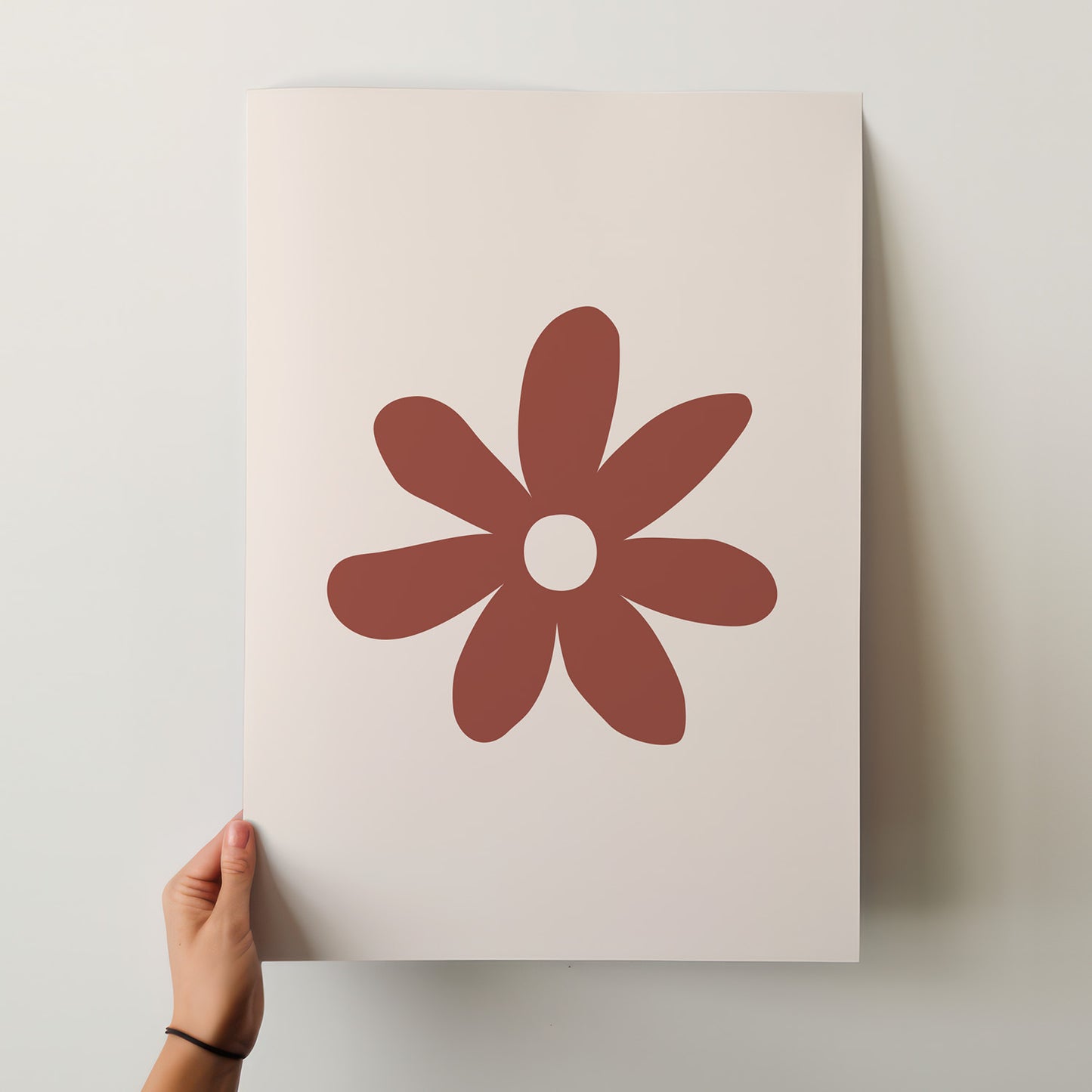 Rustic Daisy Floral Art Print – Mid-Century Modern Boho Flower Poster