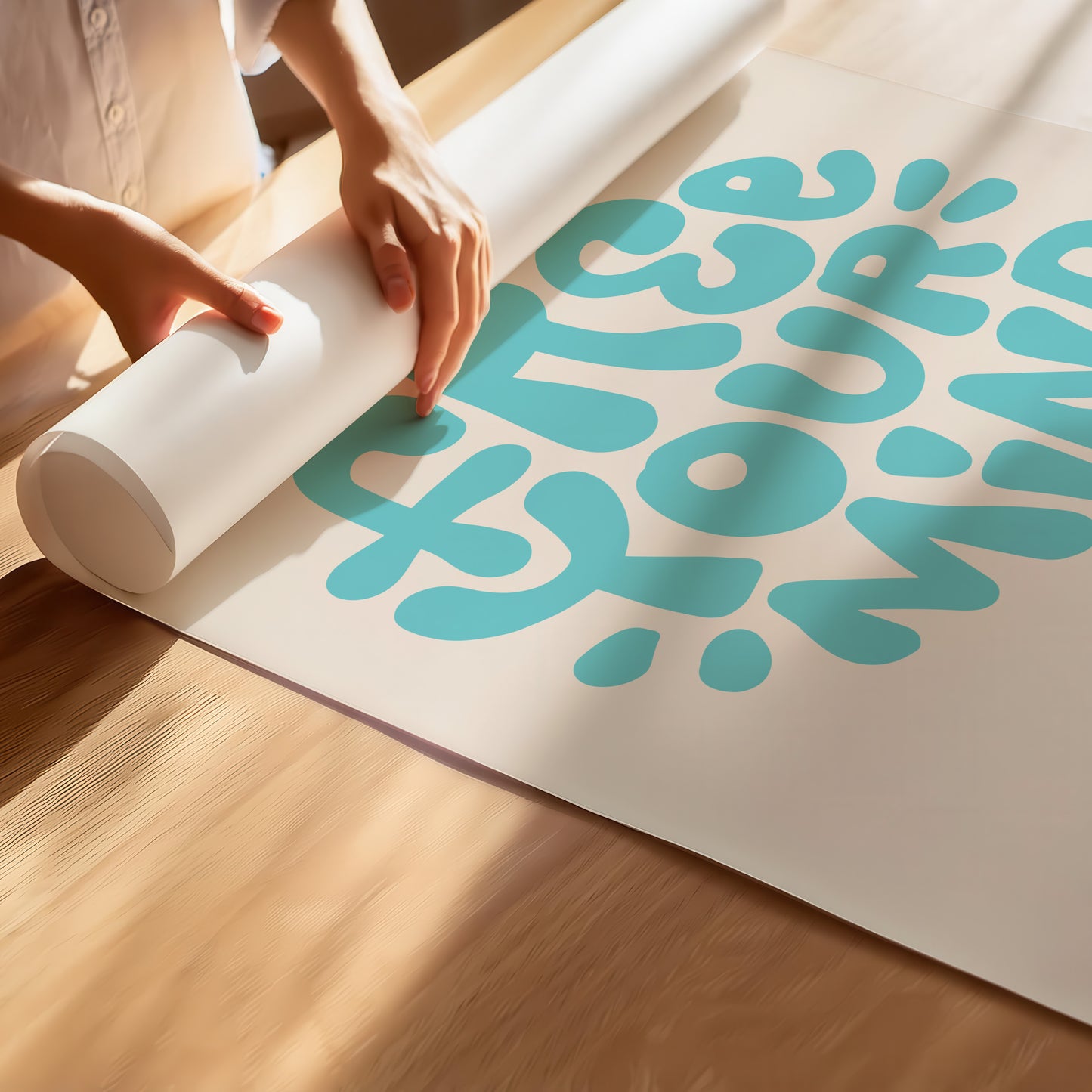 Free Your Mind Retro Teal Poster – Hand-Lettered Inspirational Art Print