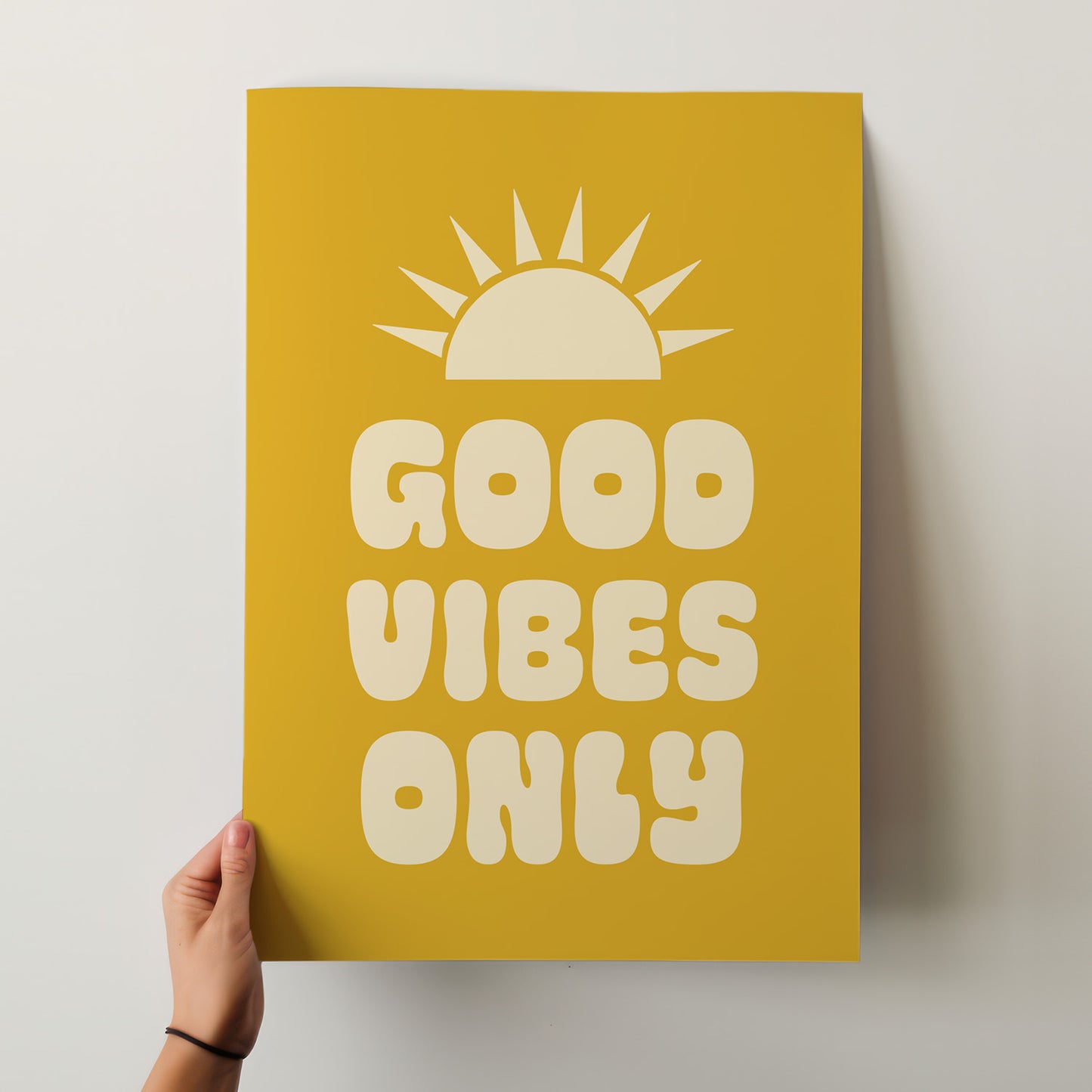 Retro Sun & Good Vibes Only Poster – Brighten Your Space with Groovy Wall Art