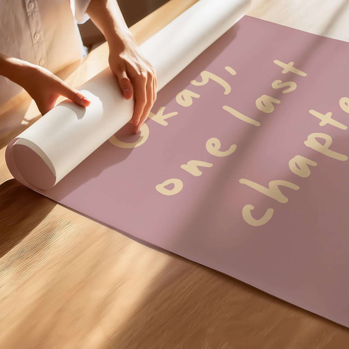 Okay, One Last Chapter – Soft Mauve Hand-Lettered Art Print in Multiple Sizes