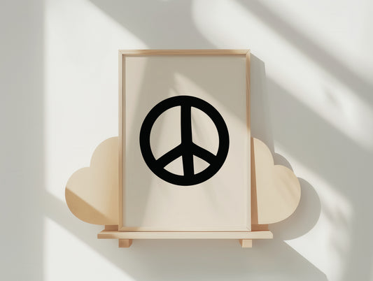 Minimalist Peace Sign Poster - Iconic Black & White Art Print in Various Sizes