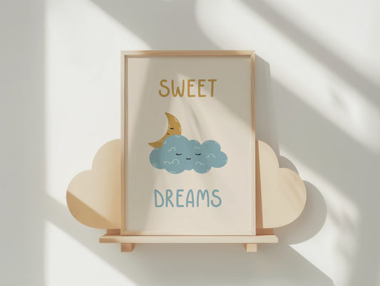Sweet Dreams Moon and Cloud Poster Art Print