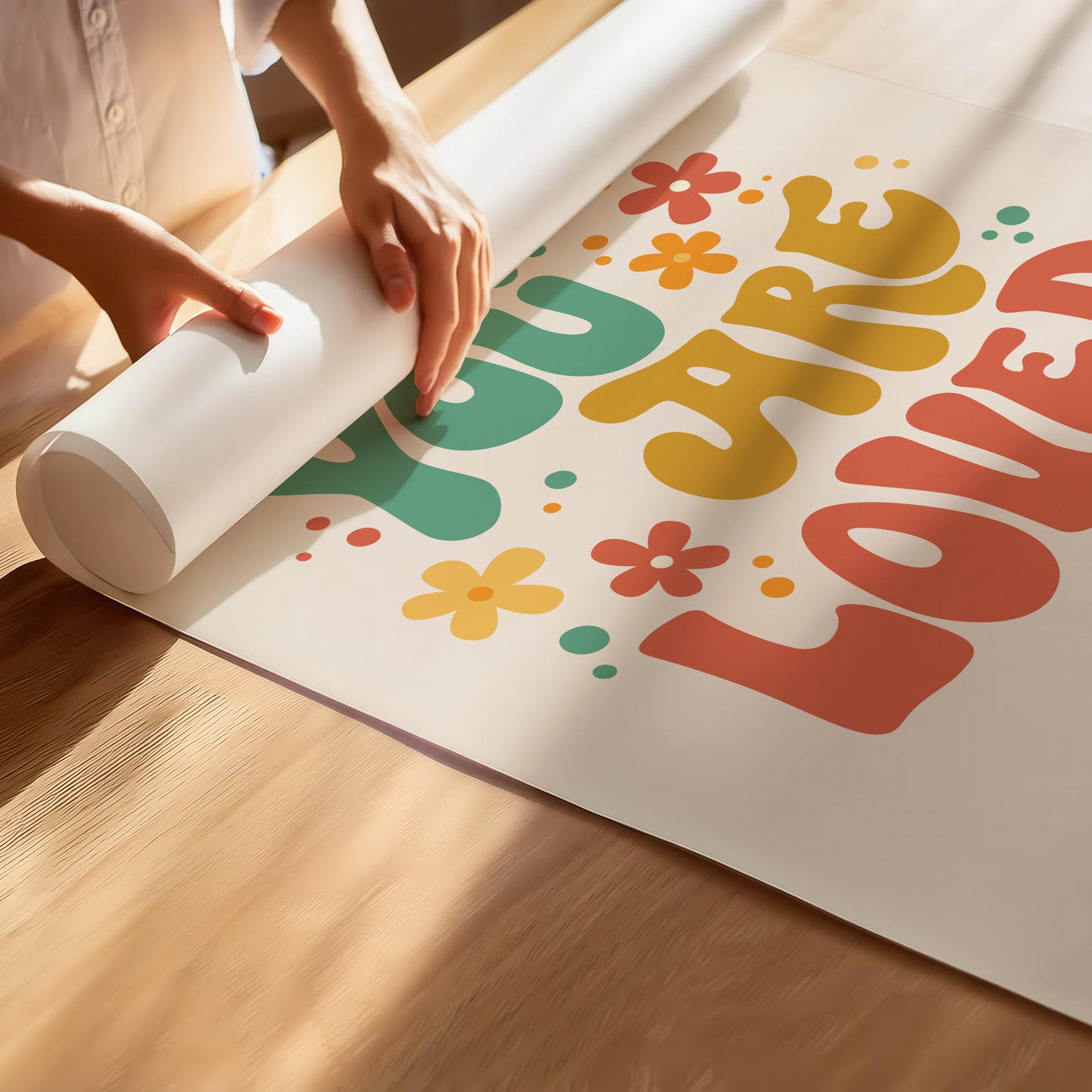 You Are Loved Retro Floral Art Print | Good Vibes Poster in Warm Hues & Multiple Sizes