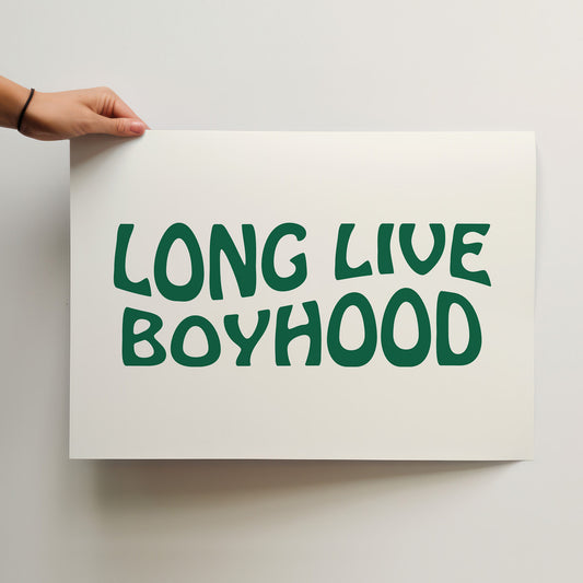 Long Live Boyhood - Green - Art Print Poster boys nursery room