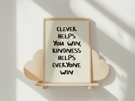 Kindness Wins: Hand-Lettered Inspirational Poster in Your Choice of Size