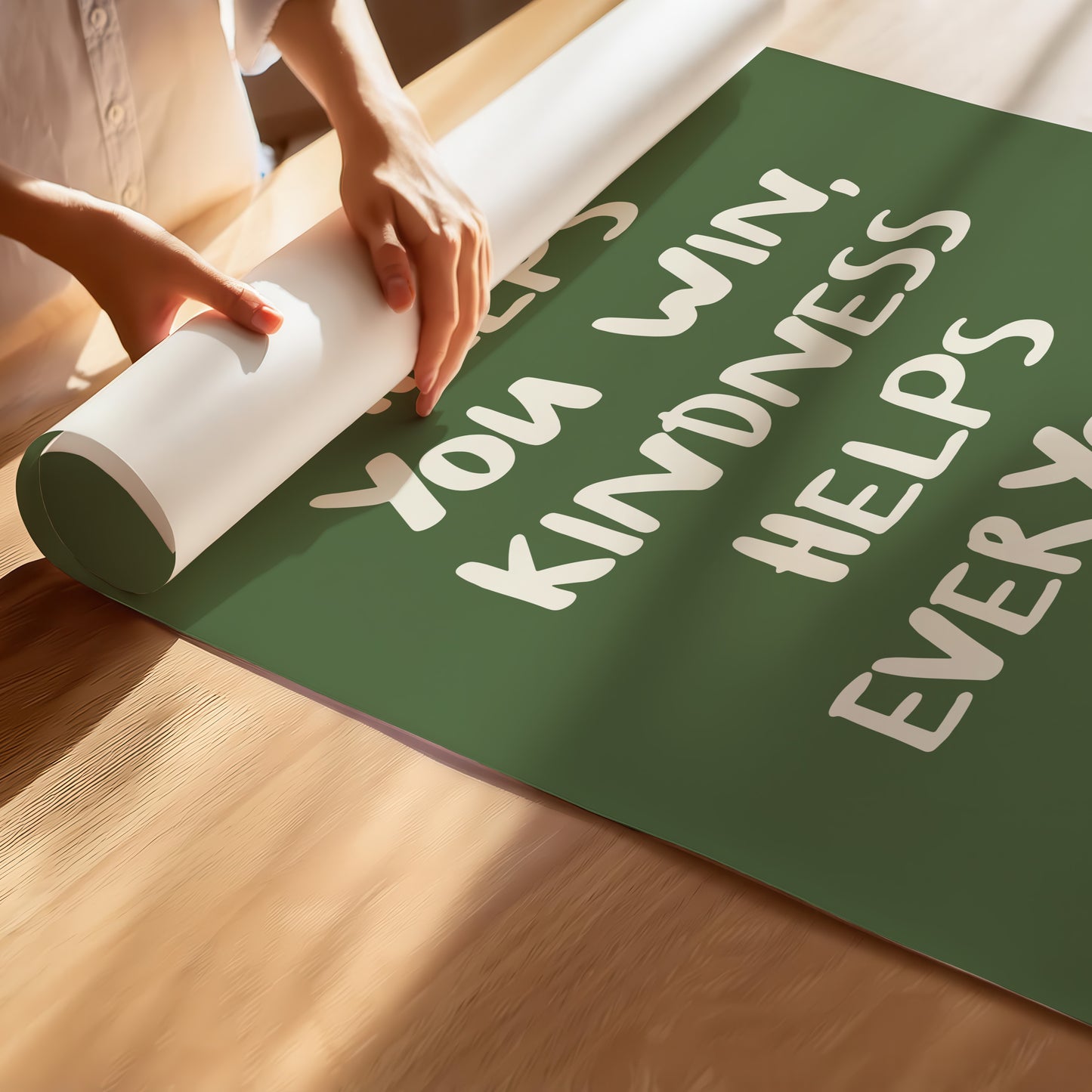 Kindness Wins: Sage Green Inspirational Quote Art Print for Your Walls