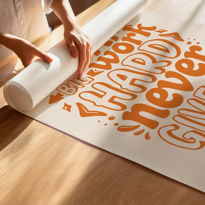 Dream Big, Work Hard, Never Give Up Motivation Poster in Retro Orange Hues – Choose Your Size