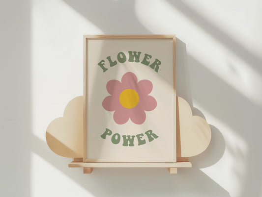 Flower Power Retro Daisy Poster – Good Vibes Only Art Print for a Touch of Groovy Charm