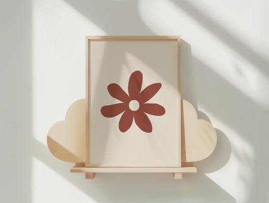Rustic Daisy Floral Art Print – Mid-Century Modern Boho Flower Poster