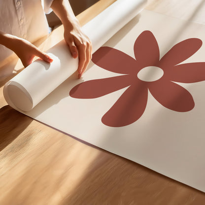Rustic Daisy Floral Art Print – Mid-Century Modern Boho Flower Poster