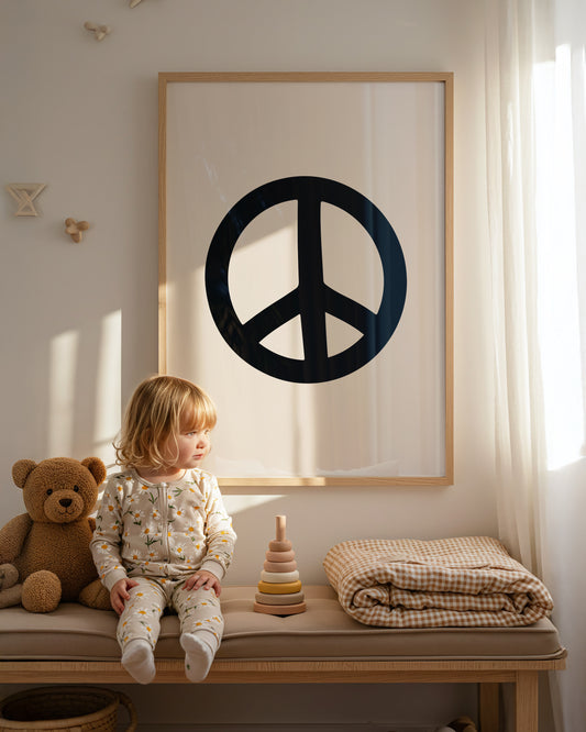 Minimalist Peace Sign Poster - Iconic Black & White Art Print in Various Sizes