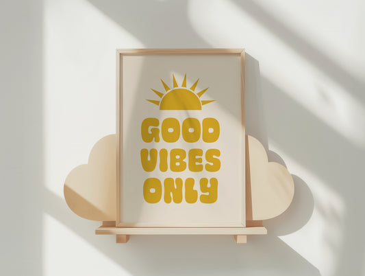Good Vibes Only Retro Sunshine Poster – Choose Your Perfect Size