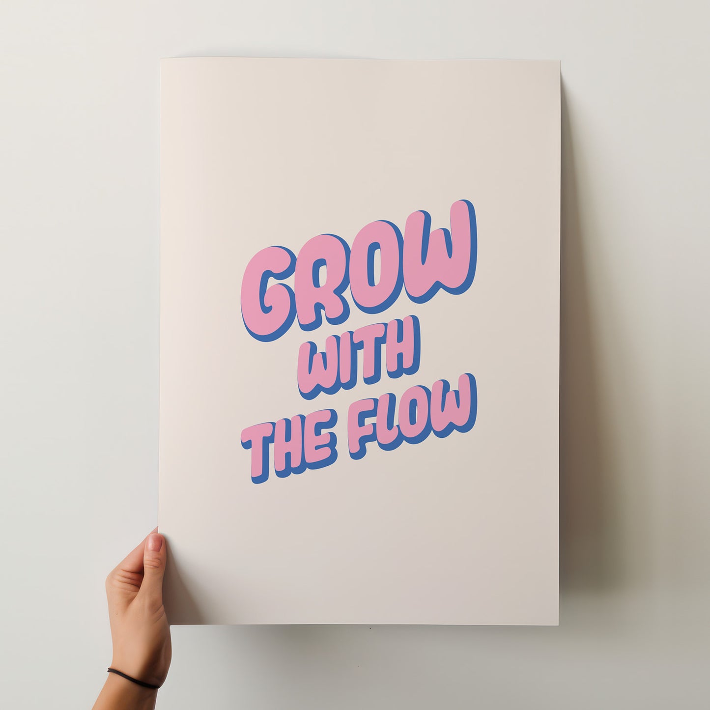 Grow With The Flow Poster | Pink & Blue Bubble Letter Art Print