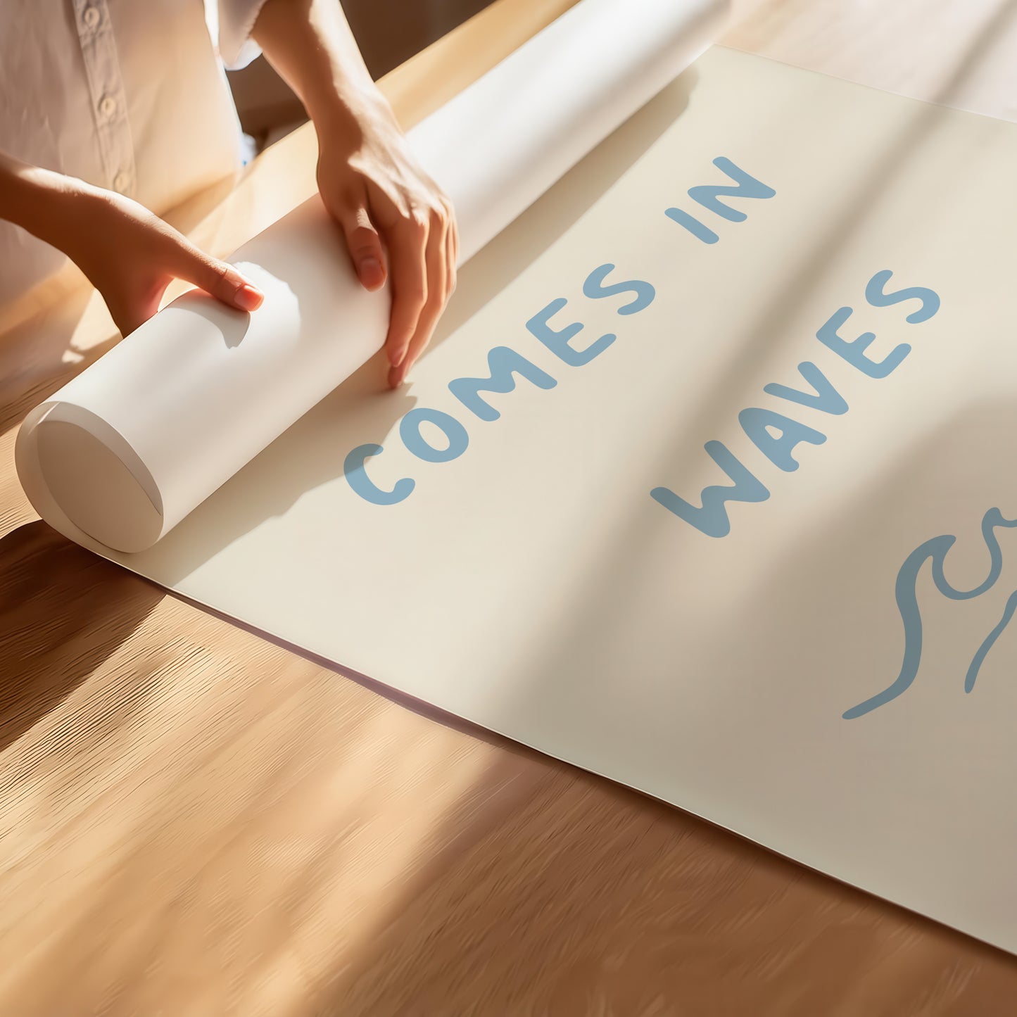 Happiness Comes in Waves Poster - Serene Coastal Vibe Art Print for Your Home