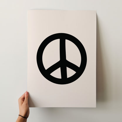 Minimalist Peace Sign Poster - Iconic Black & White Art Print in Various Sizes