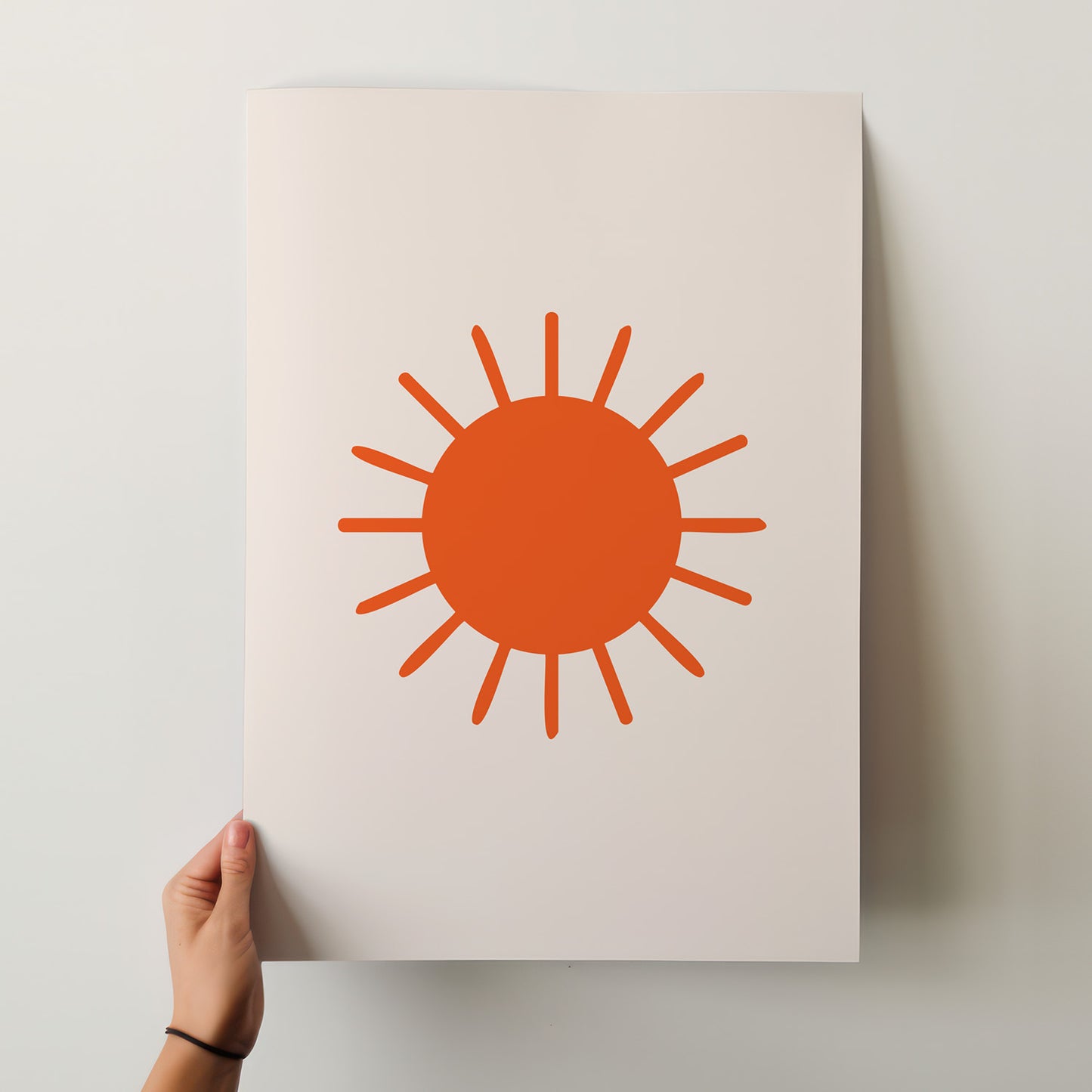 Radiant Sunshine Art Print: Boho Orange Sun Poster for Warm, Uplifting Decor in Various Sizes