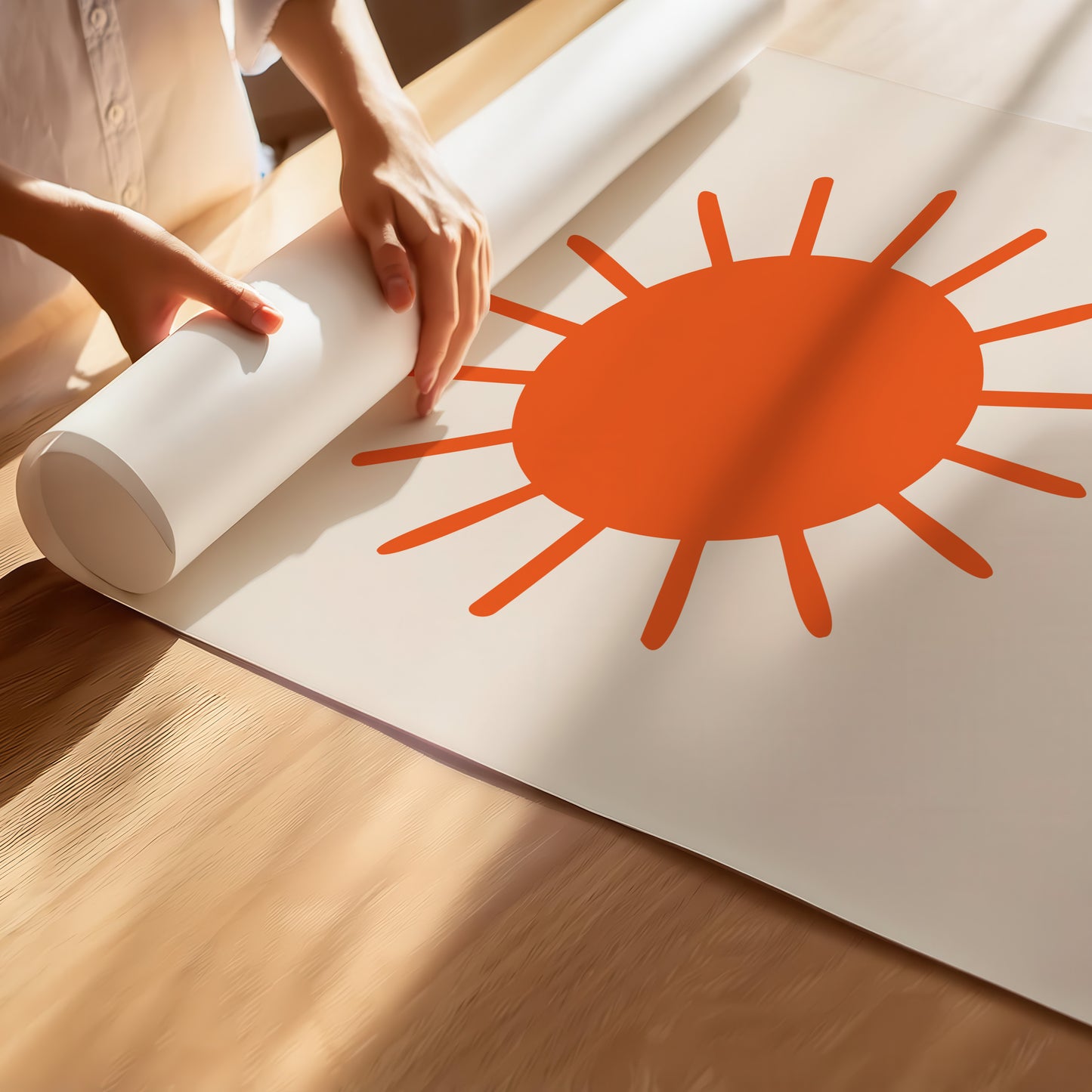 Radiant Sunshine Art Print: Boho Orange Sun Poster for Warm, Uplifting Decor in Various Sizes