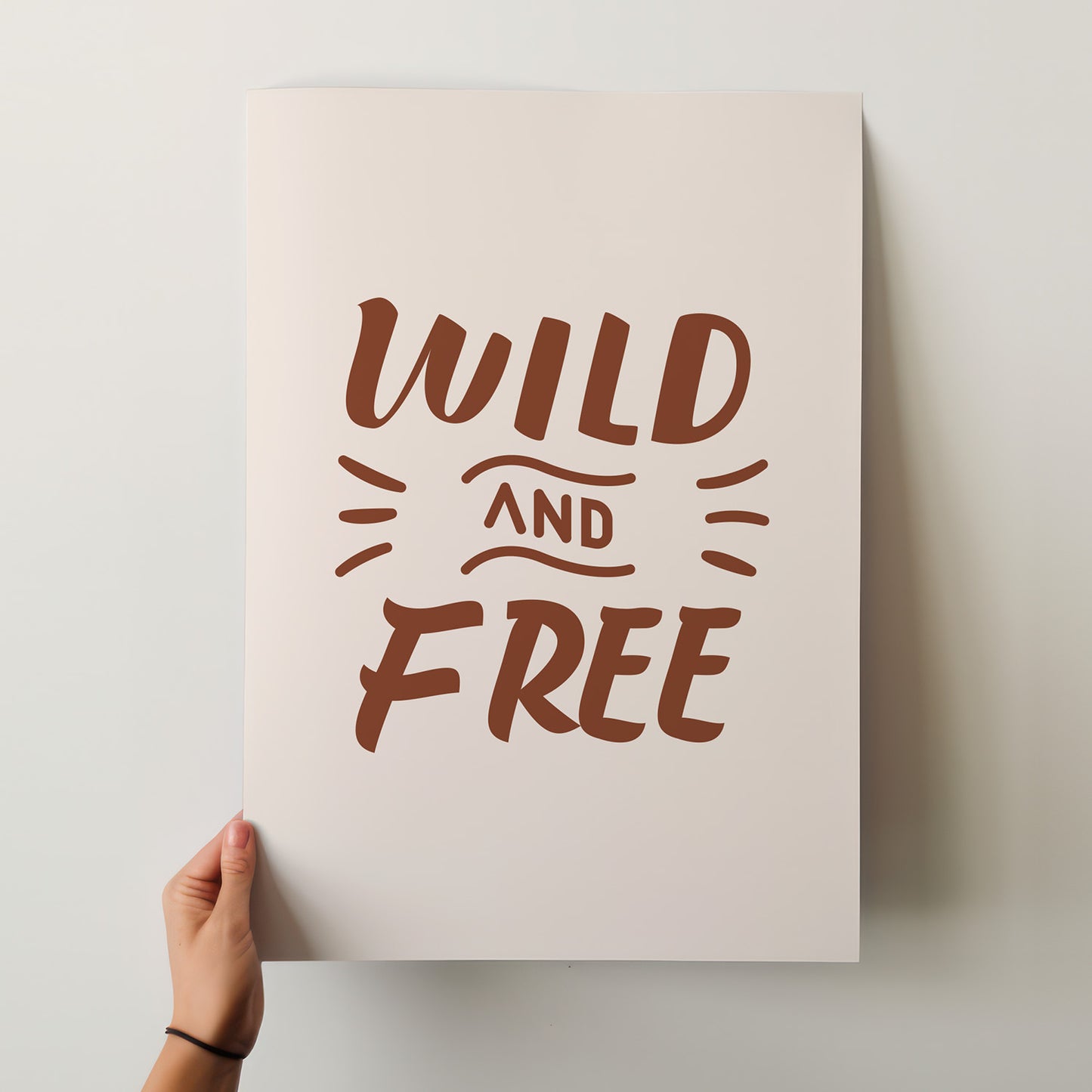 Wild and Free Hand-Lettered Poster – Earthy Tones & Inspiring Art Print for Your Space