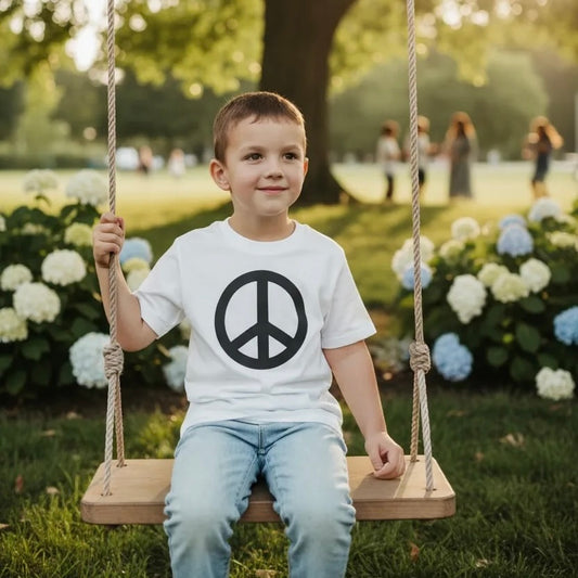 Kids Peace Tee - Black on White