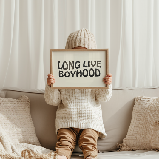 Long Live Boyhood - Black - Art Print Poster boys nursery room