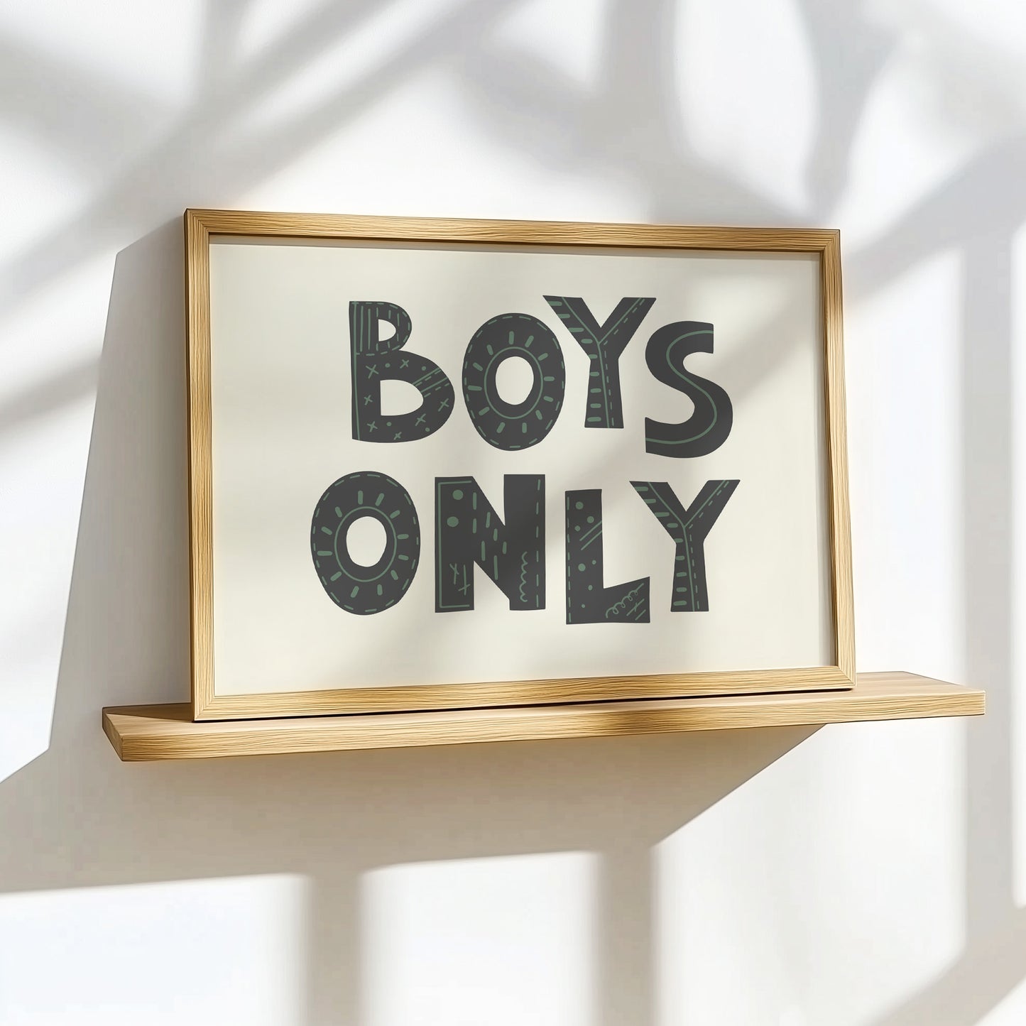 Boys Only Playroom Decor Poster - Hand-Lettered Art Print for Kids' Spaces