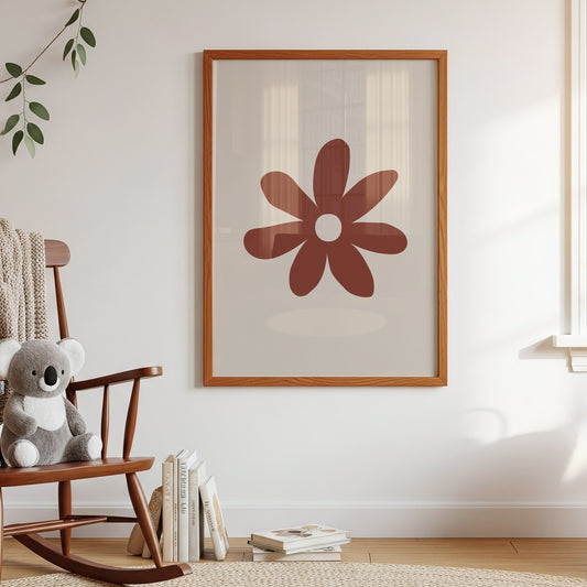 Rustic Daisy Floral Art Print – Mid-Century Modern Boho Flower Poster