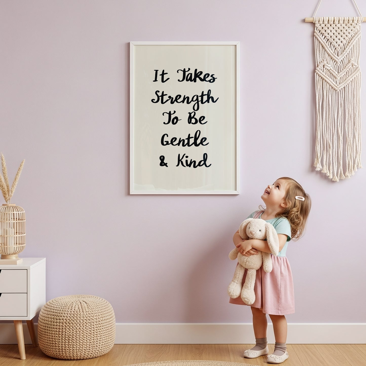 It Takes Strength To Be Gentle & Kind Poster – Inspiring Calligraphy Art Print