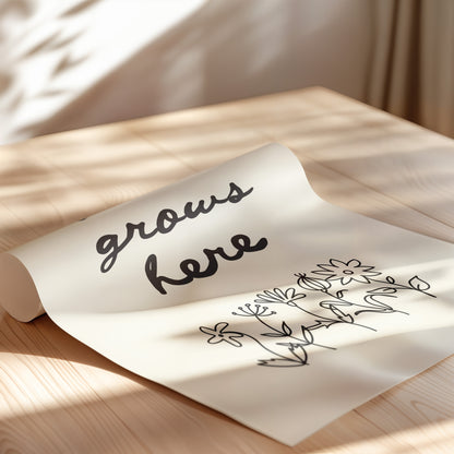 Good Grows Here Floral Script Poster - Inspiring Home Decor Art Print