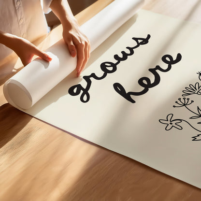 Good Grows Here Floral Script Poster - Inspiring Home Decor Art Print