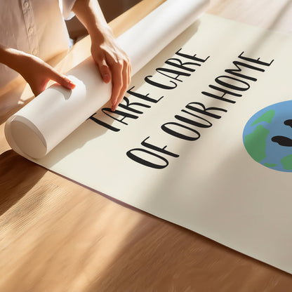 Care for Our Home Earth Poster - Sweet Eco-Friendly Art Print in Various Sizes