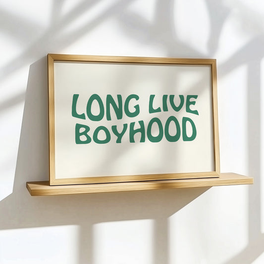 Long Live Boyhood - Green - Art Print Poster boys nursery room