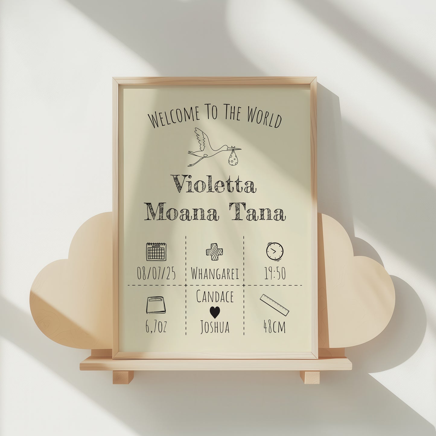Customizable A3 New Baby Welcome Poster