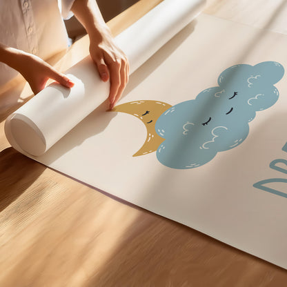 Sweet Dreams Moon and Cloud Poster Art Print