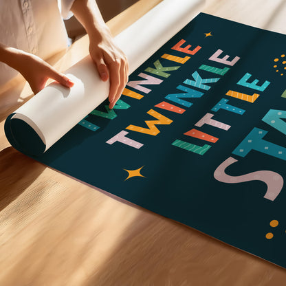 Twinkle Twinkle Little Star Poster - Hand Drawn Illustrations of Stars Moon